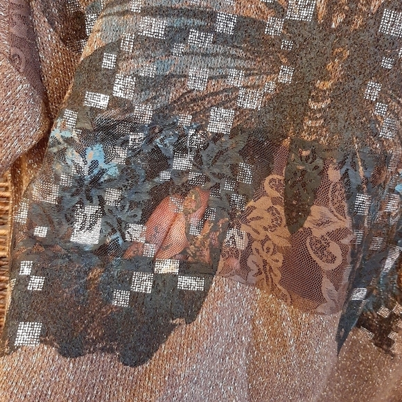 Vintage Lace Metallic Sheer Butterfly Sweater Tee Whimsigoth Fairy Grunge XL - Picture 5 of 8